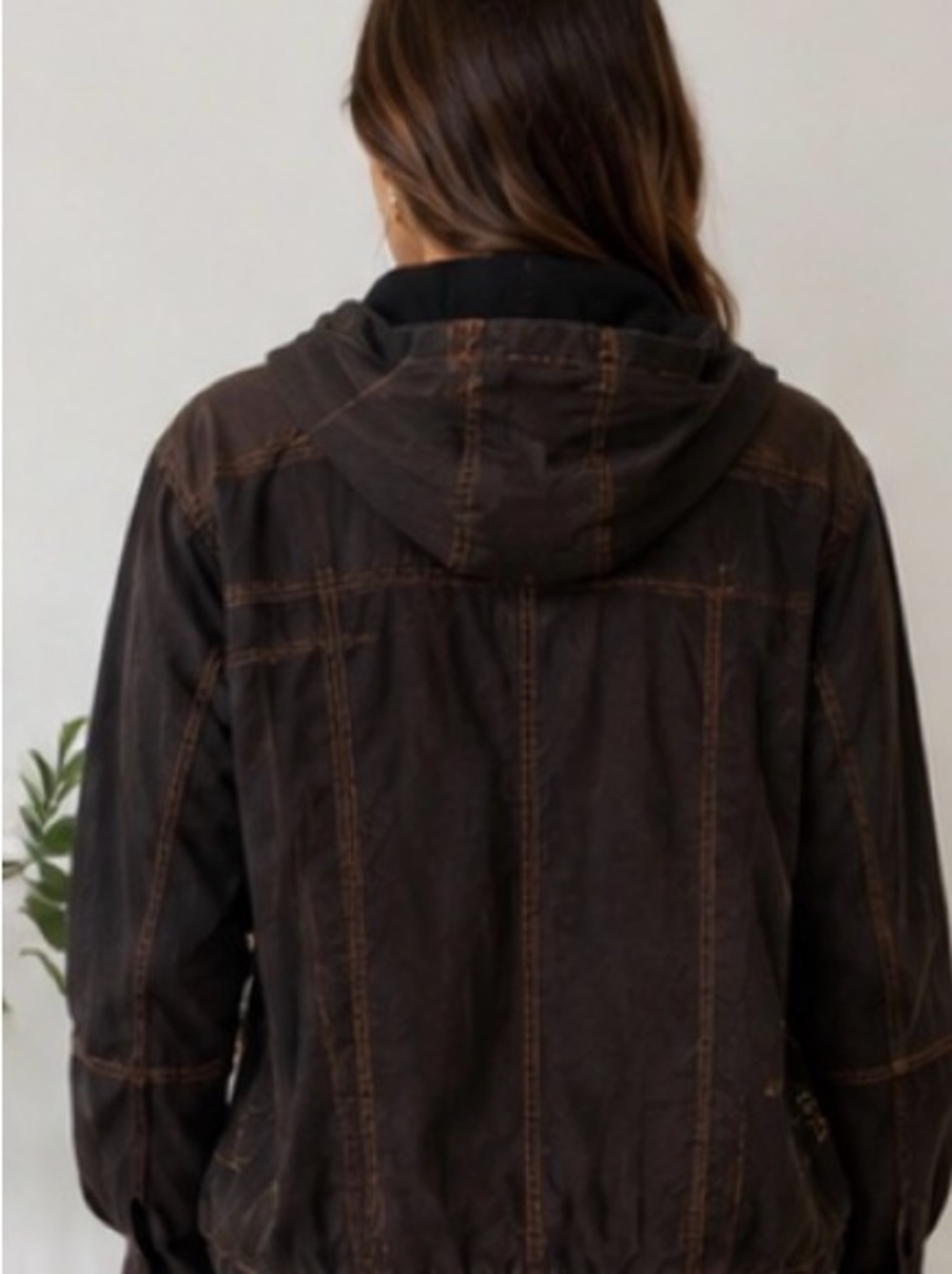 VINTAGE SABEIDO JEANS  COTTON HOODED JACKET WOMEN’S MEDIUM BROWN UTILITY Y2K - Picture 7 of 15